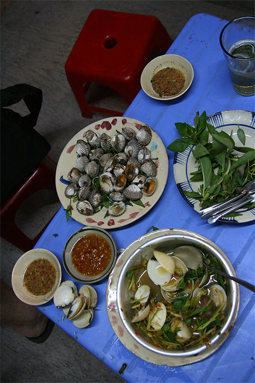 Shellfish on a Small Plastic Table